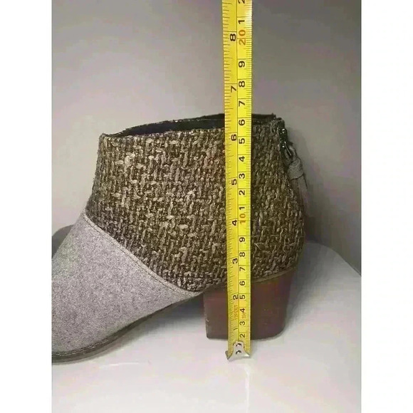 Toms Womens Leila Bootie Grey Felt Shine Zip Up Size 9 Shoes Boots Block Heel - Picture 11 of 16